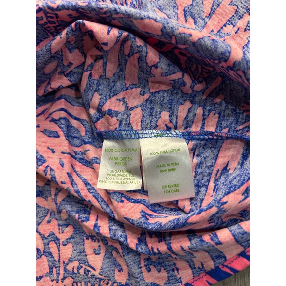 Lilly Pulitzer Strapless‎ Dress Pink Blue Tropical Print Smocked Waist XS - Picture 4 of 5